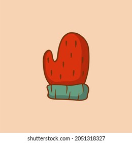 Christmas Gloves Symbol. Social Media Post. Christmas Decoration Vector Illustration.