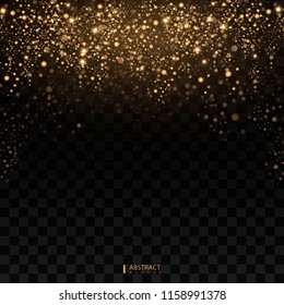 Navidad Efecto de luz brillante. Estrella estalló de chispas. Luces doradas brillantes. Pista de polvo estrella brillante dorada partículas brillantes en fondo transparente. EPS10
