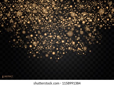Christmas Glow light effect. Star burst with sparkles. Golden glowing lights. Gold glittering star dust trail sparkling particles on transparent background. EPS10