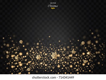 Christmas Glow light effect. Star burst with sparkles. Golden glowing lights. Gold glittering star dust trail sparkling particles on transparent background. EPS10