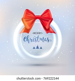 Christmas glowing ball background with bow decoration