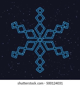 Christmas Glowing Blue Snowflake. Design Element of Celebratory Decor.