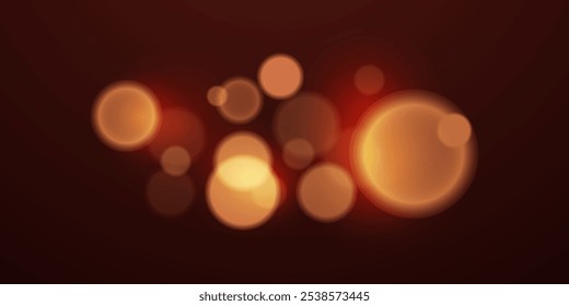 Christmas glowing bokeh. Blurred golden bokeh on a black background. Blurry circles. Shine, sparks and dust.