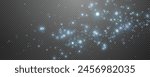 Christmas glowing bokeh confetti light and glitter texture overlay for your design. Festive sparkling blue dust png. Holiday powder dust for cards, invitations, banners, advertising.