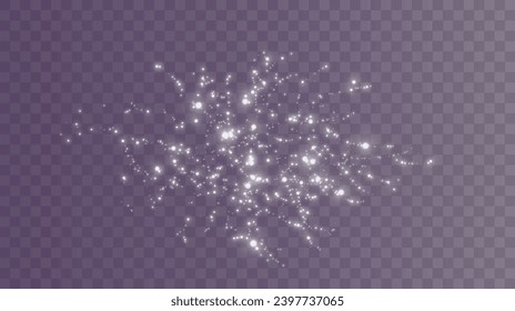 Christmas glowing bokeh confetti light and glitter texture overlay for your design. Festive sparkling white dust png. Holiday powder dust for cards, invitations, banners, advertising.