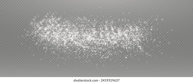 Christmas glowing bokeh confetti light and glitter texture overlay for your design. Frosting effect sugar png, salt and flour for baking, with powder white and isolated on transparent background. 