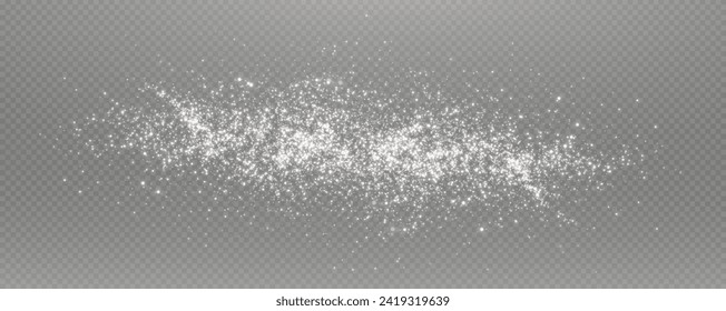 Christmas glowing bokeh confetti light and glitter texture overlay for your design. Frosting effect sugar png, salt and flour for baking, with powder white and isolated on transparent background. 