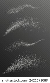 Christmas glowing bokeh confetti light and glitter texture overlay for your design. Festive sparkling white dust png. Holiday powder dust for cards, invitations, banners, advertising.