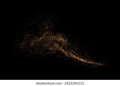 Christmas glowing bokeh confetti light and glitter texture overlay for your design. Festive sparkling gold dust png. Holiday powder dust for cards, invitations, banners, advertising.