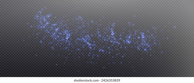 Christmas glowing bokeh confetti light and glitter texture overlay for your design. Festive sparkling blue dust png. Holiday powder dust for cards, invitations, banners, advertising.