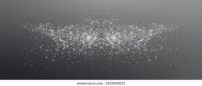 Christmas glowing bokeh confetti light and glitter texture overlay for your design. Frosting effect sugar png, salt and flour for baking, with powder white and isolated on transparent background. 