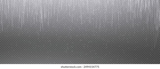 Christmas glowing bokeh confetti light and glitter texture overlay for your design. Festive sparkling white dust png. Holiday powder dust for cards, invitations, banners, advertising.