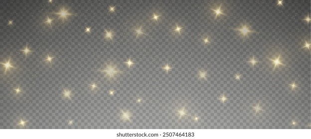 Weihnachten glühende Bokeh Konfetti Licht und Glitter Textur Overlay für Ihr Design. Festliche funkelnde Goldstaub png. Puderstaub für Karten, Einladungen, Banner, Werbung.