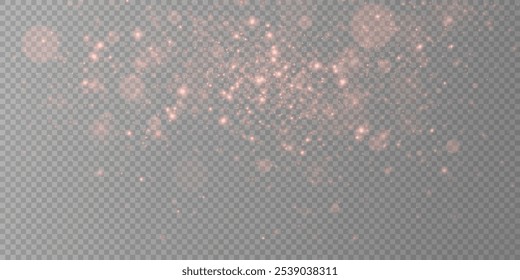 
Christmas glowing bokeh confetti light and overlay for your design. Festive sparkling red dust png. Festive powder for cards, invitations, banners, advertising.