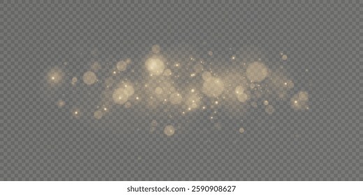 Christmas glowing bokeh confetti light and glitter texture overlay for your design. Festive sparkling gold dust .
