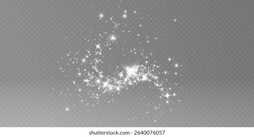 Christmas glowing bokeh confetti light and glitter texture overlay for your design. Festive sparkling white dust png. Holiday powder dust for cards, invitations, banners, advertising.