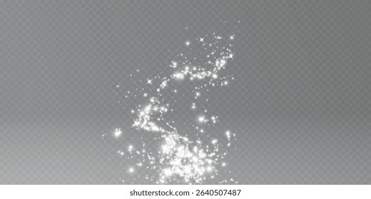 Christmas glowing bokeh confetti light and glitter texture overlay for your design. Festive sparkling white dust png. Holiday powder dust for cards, invitations, banners, advertising.