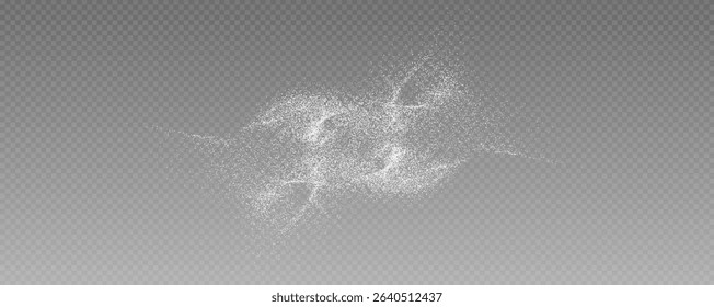 Christmas glowing bokeh confetti light and glitter texture overlay for your design. Frosting effect sugar png, salt and flour for baking, with powder white and isolated on transparent background. 