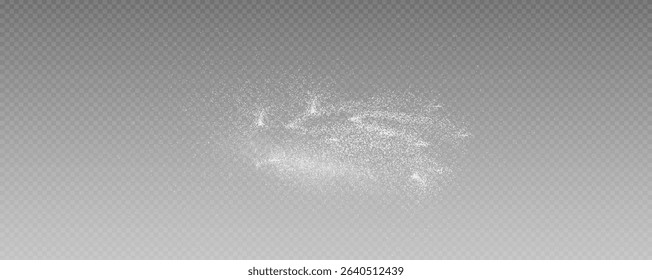 Christmas glowing bokeh confetti light and glitter texture overlay for your design. Frosting effect sugar png, salt and flour for baking, with powder white and isolated on transparent background. 