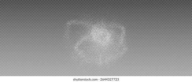 Christmas glowing bokeh confetti light and glitter texture overlay for your design. Frosting effect sugar png, salt and flour for baking, with powder white and isolated on transparent background. 