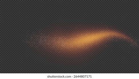 Christmas glowing bokeh confetti light and glitter texture overlay for your design. Festive sparkling gold dust png. On transparent background.Holiday dust for cards, invitations, banners, ads.