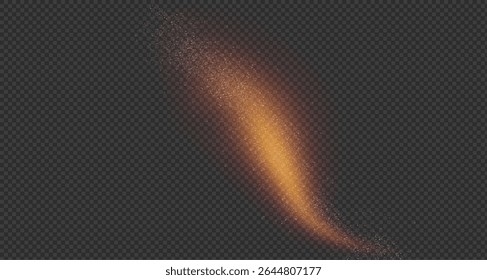 Christmas glowing bokeh confetti light and glitter texture overlay for your design. Festive sparkling gold dust png. On transparent background.Holiday dust for cards, invitations, banners, ads.