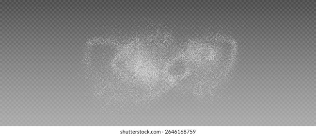 Christmas glowing bokeh confetti light and glitter texture overlay for your design. Frosting effect sugar png, salt and flour for baking, with powder white and isolated on transparent background. 