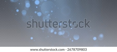 Christmas glowing bokeh confetti light and glitter texture overlay for your design. Festive sparkling blue dust png. Holiday powder dust for cards, invitations, banners, advertising.