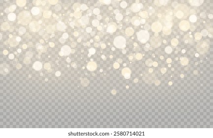 Christmas glowing bokeh confetti and sparkling texture overlays for your design. gold, glitter, confetti, christmas background, vector graphics.