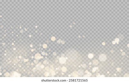 Christmas glowing bokeh confetti and sparkling texture overlays for your design. gold, glitter, confetti, christmas background, vector graphics.