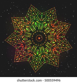 Christmas Glowing Colorful Star. Design Element of Celebratory Decor.