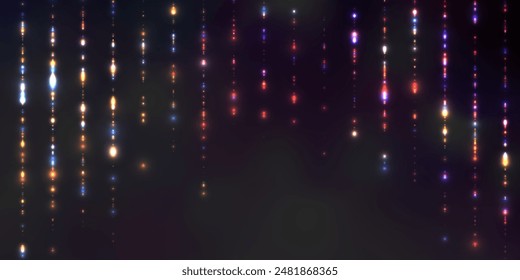 Christmas glowing garland. Christmas lights isolated on transparent background. Sparks sparkle with special light effect festive concept. Vector 10 EPS for web design and illustrations