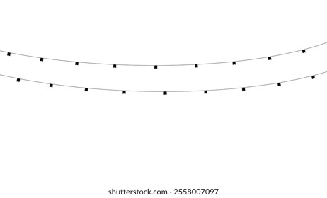 Christmas glowing garland lights on transparent background