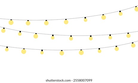 Christmas glowing garland lights on transparent background