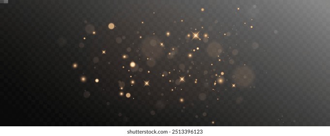 Navidades de confeti de luz brillante y superposición de chispas. Polvo brillante Polvo dorado chispas.	Luces Bokeh. Diseños festivos. Luz de polvo png amarillo. Fondo de efecto de luces bokeh.