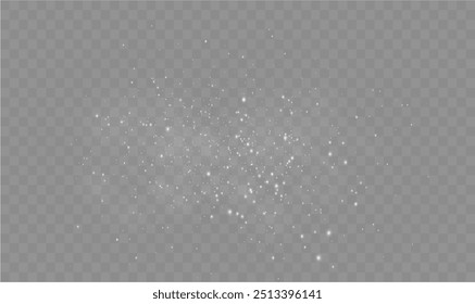 Christmas glowing light confetti and spark overlay. Shimmering Dust. Bokeh Lights. Festive Designs.White png dust light. Bokeh light lights effect background. Christmas background of shining dust.