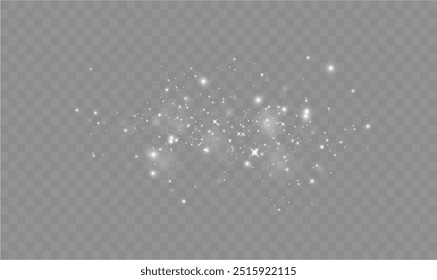 Christmas glowing light confetti and spark overlay. Shimmering Dust. Bokeh Lights. Festive Designs.White png dust light. Bokeh light lights effect background. Christmas background of shining dust.