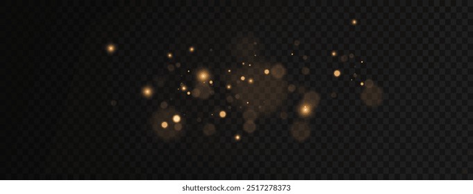 Navidades de confeti de luz brillante y superposición de chispas. Polvo brillante Polvo dorado chispas.	Luces Bokeh. Diseños festivos. Luz de polvo png amarillo. Fondo de efecto de luces bokeh.