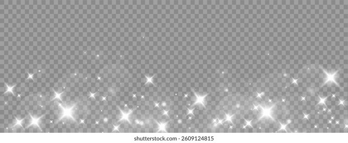 Christmas glowing light confetti and spark overlay. Shimmering Dust. Bokeh Lights. Festive Designs.White png dust light. Bokeh light lights effect background. Christmas background of shining dust.