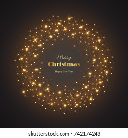 Christmas glowing lights background. New year holiday concept. Vector illustration.