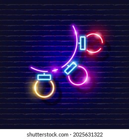 Christmas glowing lights garland neon sign. Glowing garland flashlights icon. New Year and Christmas concept. Vector illustration for design.