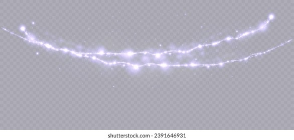Christmas glowing lights isolated on transparent background. For New Year's and holiday decorations.