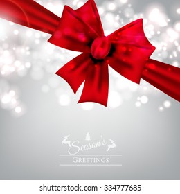 Christmas Glowing Lights. Merry Christmas and Happy New Year Card Xmas Decorations. Blur Silver Snowflakes. Vector.