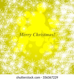 Christmas Glowing Lights. Merry Christmas and Happy New Year Card Xmas Decorations. Blur Silver Snowflakes. Vector.