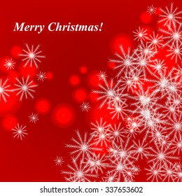 Christmas Glowing Lights. Merry Christmas and Happy New Year Card Xmas Decorations. Blur Silver Snowflakes. Vector.
