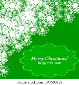 Christmas Glowing Lights. Merry Christmas and Happy New Year Card Xmas Decorations. Blur Silver Snowflakes. Vector.