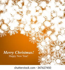 Christmas Glowing Lights. Merry Christmas and Happy New Year Card Xmas Decorations. Blur Silver Snowflakes. Vector.