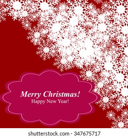 Christmas Glowing Lights. Merry Christmas and Happy New Year Card Xmas Decorations. Blur Silver Snowflakes. Vector.