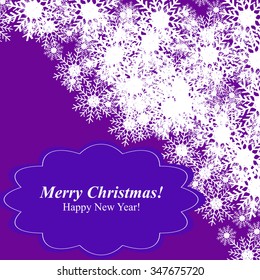 Christmas Glowing Lights. Merry Christmas and Happy New Year Card Xmas Decorations. Blur Silver Snowflakes. Vector.