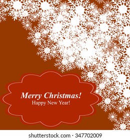 Christmas Glowing Lights. Merry Christmas and Happy New Year Card Xmas Decorations. Blur Silver Snowflakes. Vector.